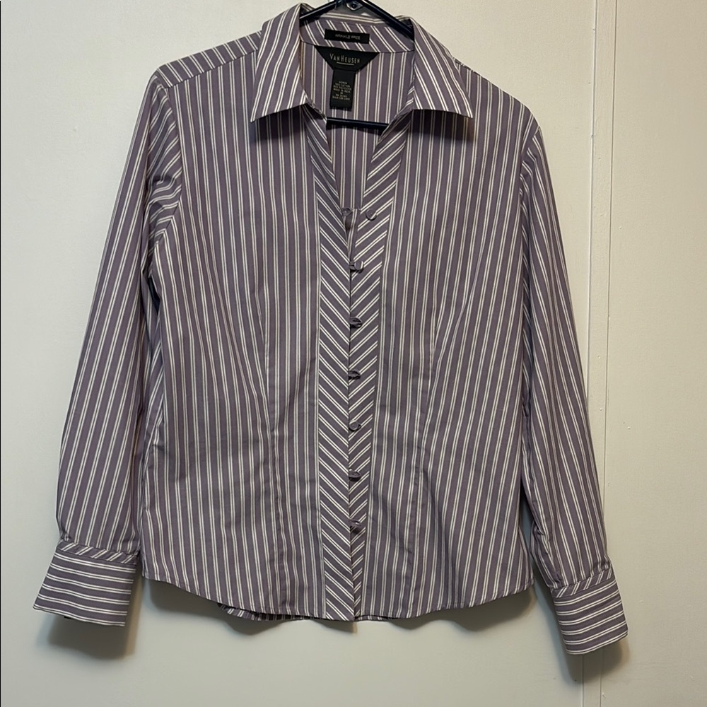 Van Heusen Purple Dress Shirt with Stripes